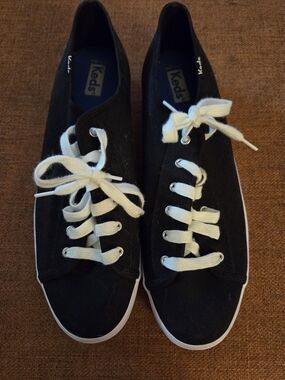 Keds Black Canvas Sneakers with White Laces